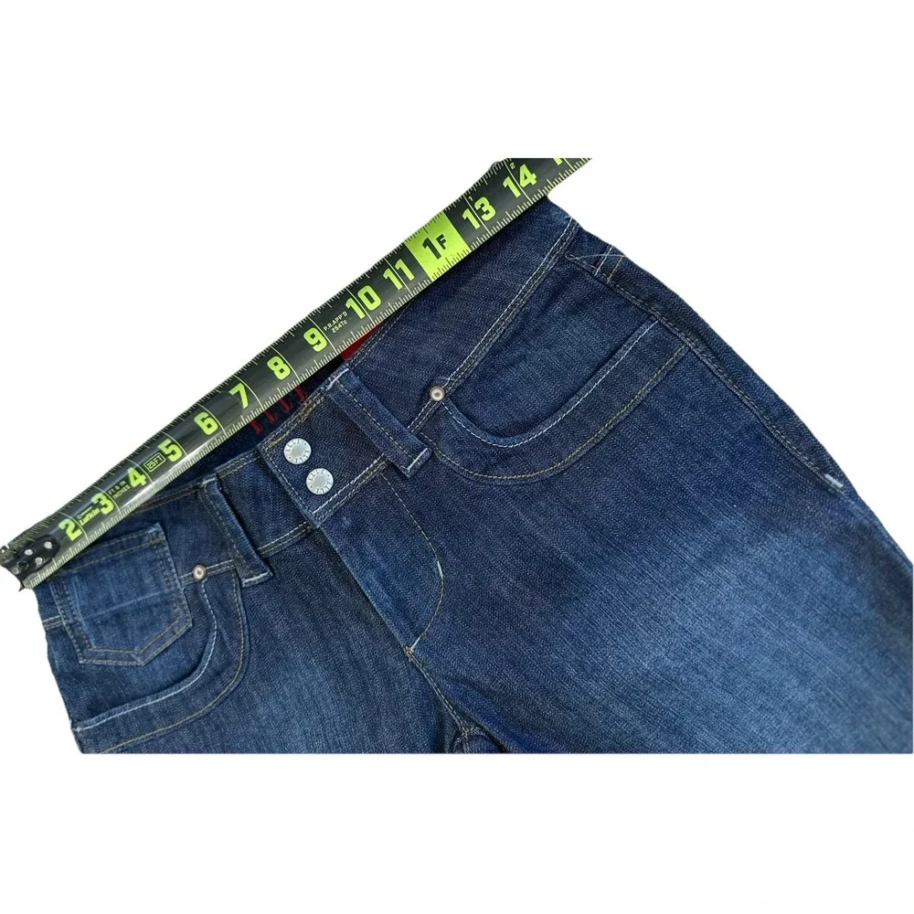 NWT ELLE Capri Denim Jeans‎ Women's Size 2 Low Rise Whisker Dark Wash Wide Leg